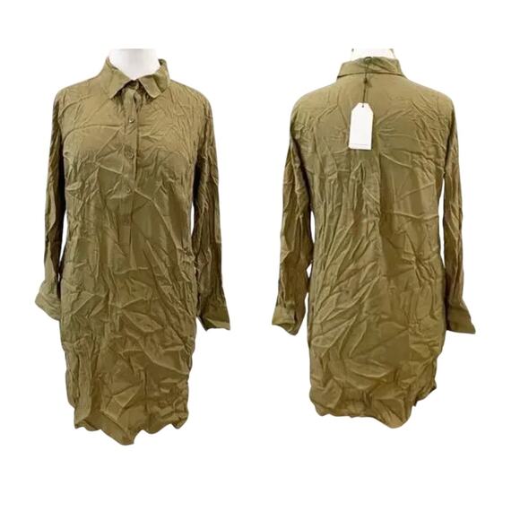 Universal Standard Cupro Rubicon Shirt Dress XXS 00 0 NWT Olive Green 4XS Button - Picture 6 of 6